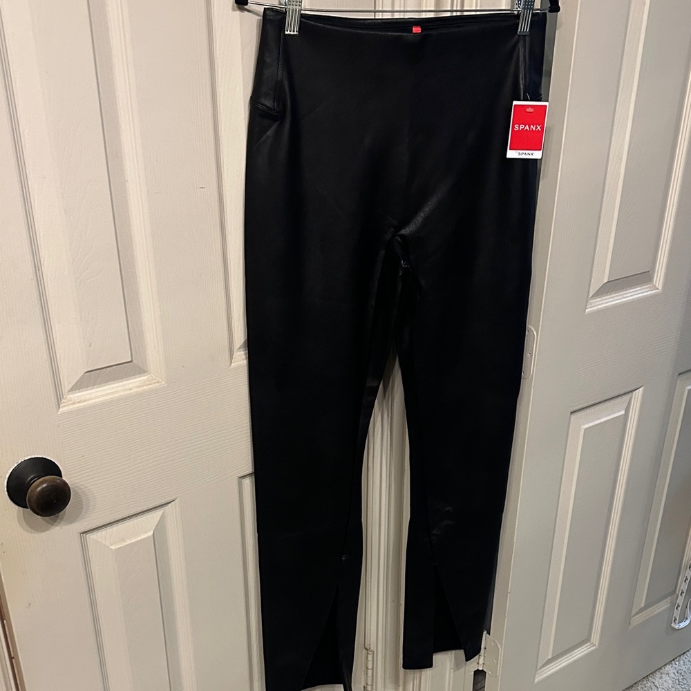 SPANX Black Faux Leather Pants- brand new!